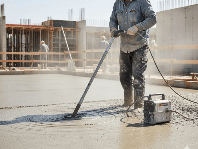 WYCO high cycle concrete vibrator on a construction site